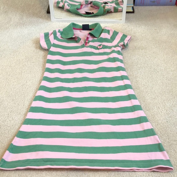 Mini Boden Other - Mini Boden Polo Dress Pink/Green Stripe 12